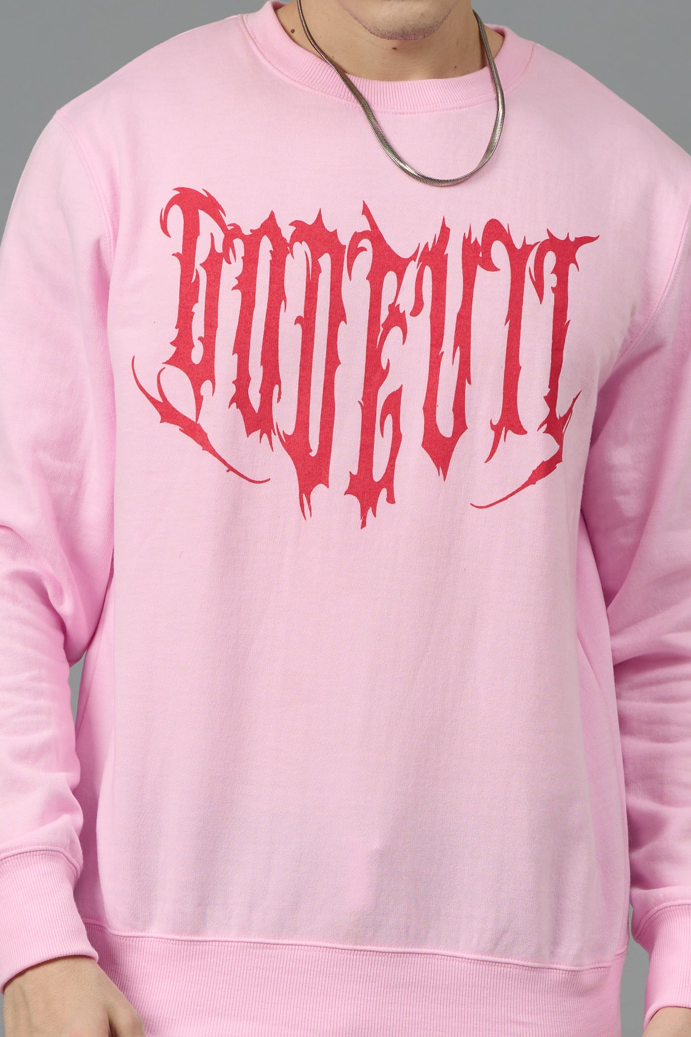 Designer Go Devil Printed Pink Sweatshirt for Men