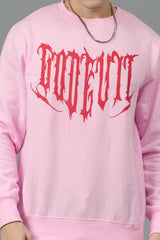 Designer Go Devil Printed Pink Sweatshirt for Men