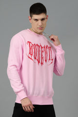 Designer Go Devil Printed Pink Sweatshirt for Men