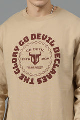 Go Devil Logo Printed Ivory Sweatshirt for Men