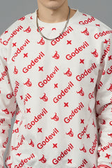 Go Devil All Over Print White  Sweatshirt for Men