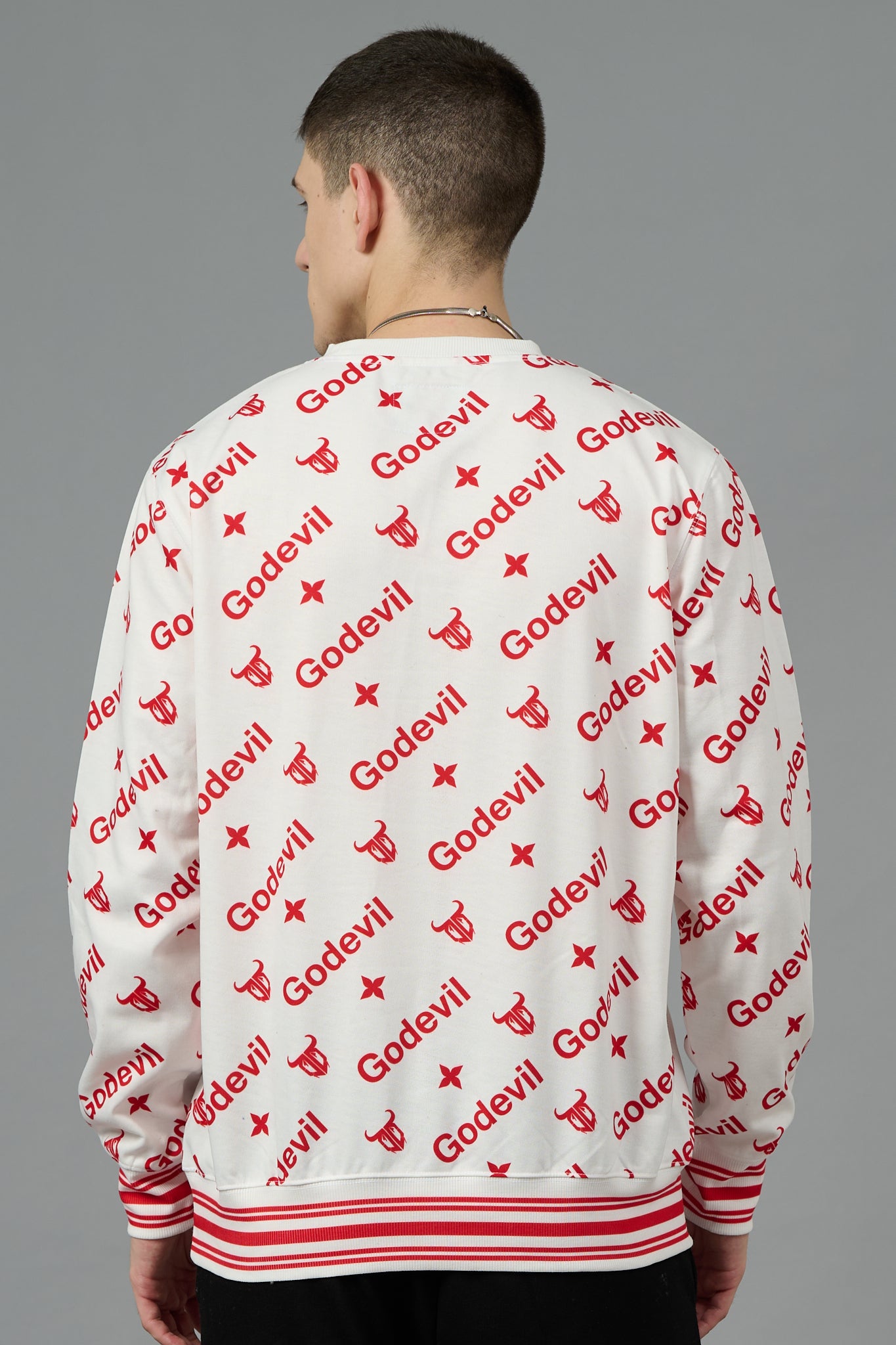 Go Devil All Over Print White  Sweatshirt for Men