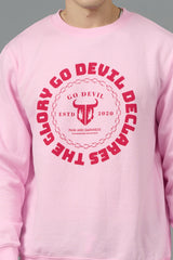 Go Devil Logo Printed Pink Sweatshirt for Men