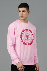 Go Devil Logo Printed Pink Sweatshirt for Men