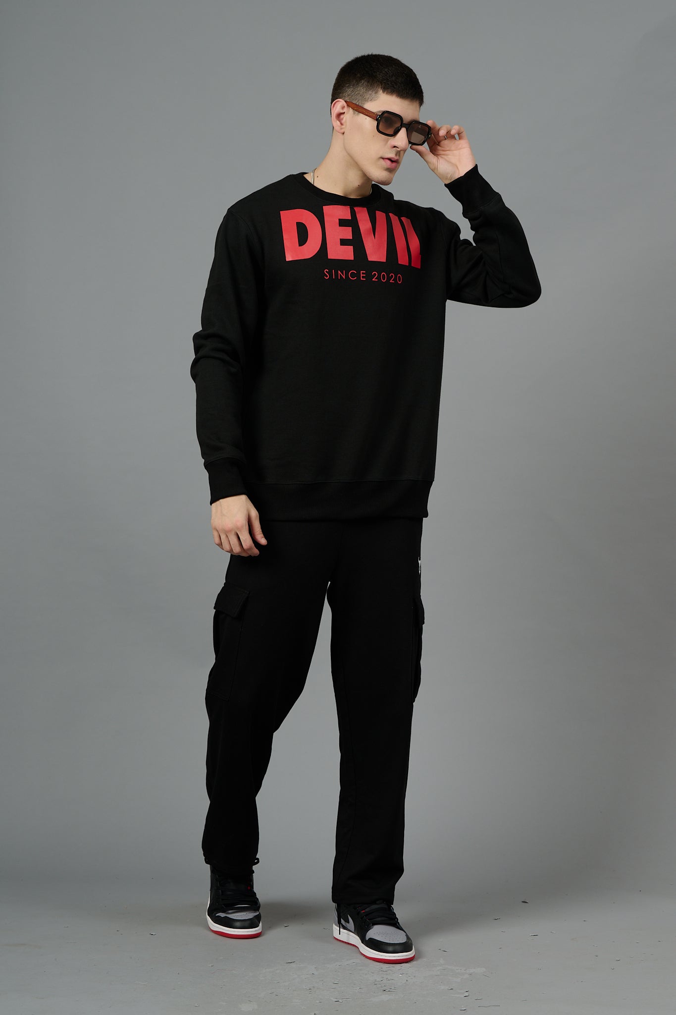 Go Devil Since 2020 (in Red) Printed Black Sweatshirt for Men