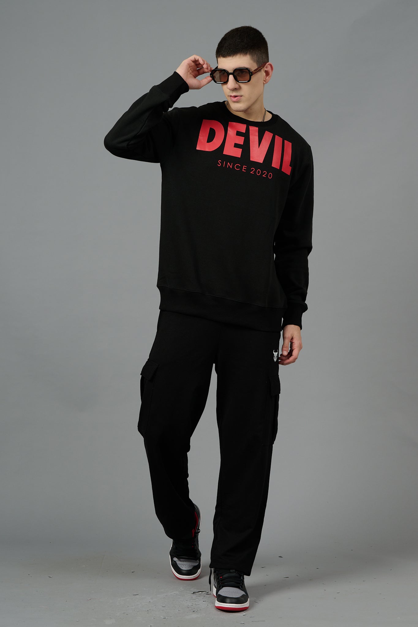 Go Devil Since 2020 (in Red) Printed Black Sweatshirt for Men