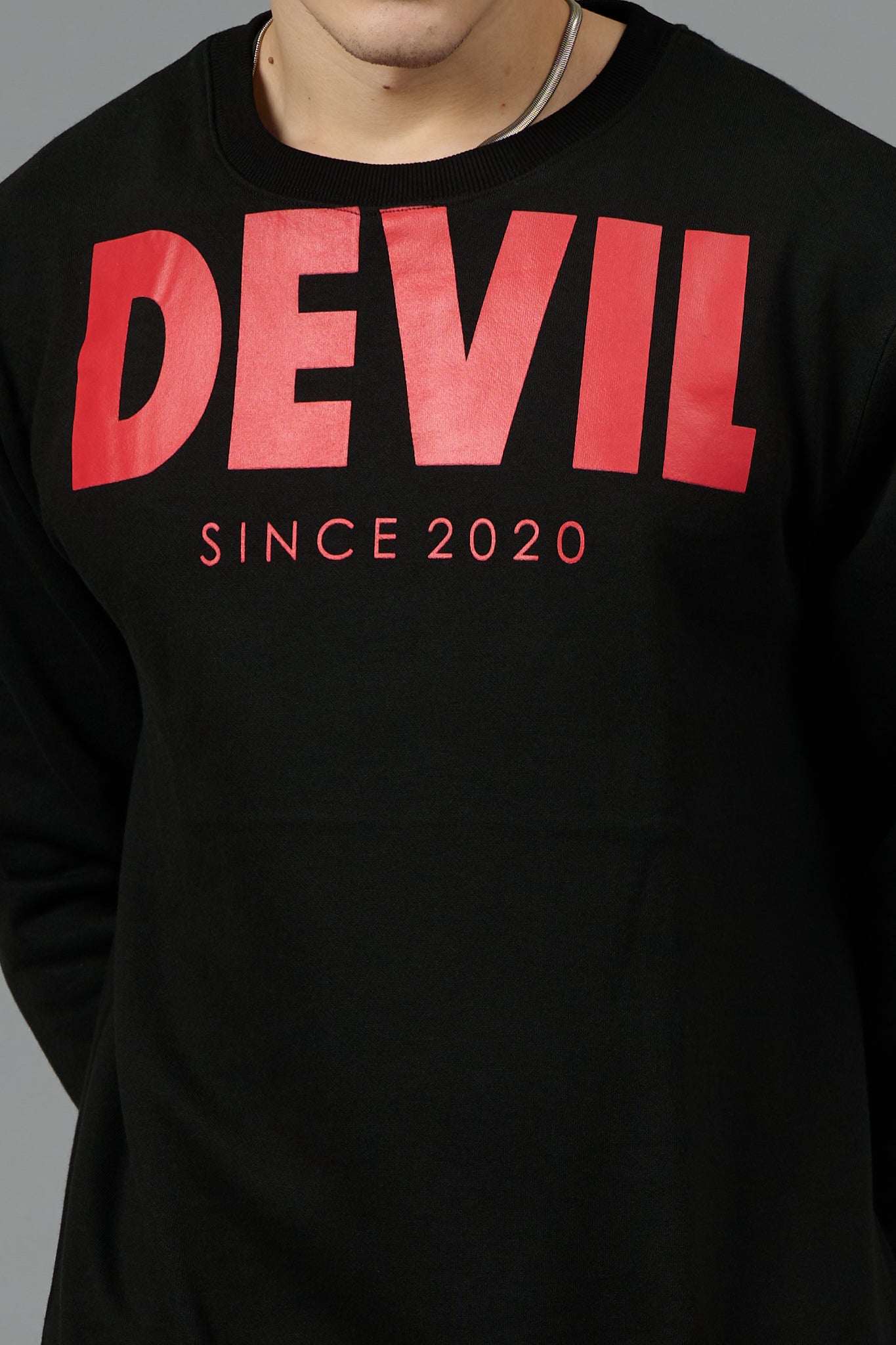 Go Devil Since 2020 (in Red) Printed Black Sweatshirt for Men