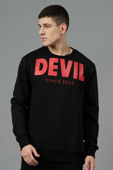 Go Devil Since 2020 (in Red) Printed Black Sweatshirt for Men