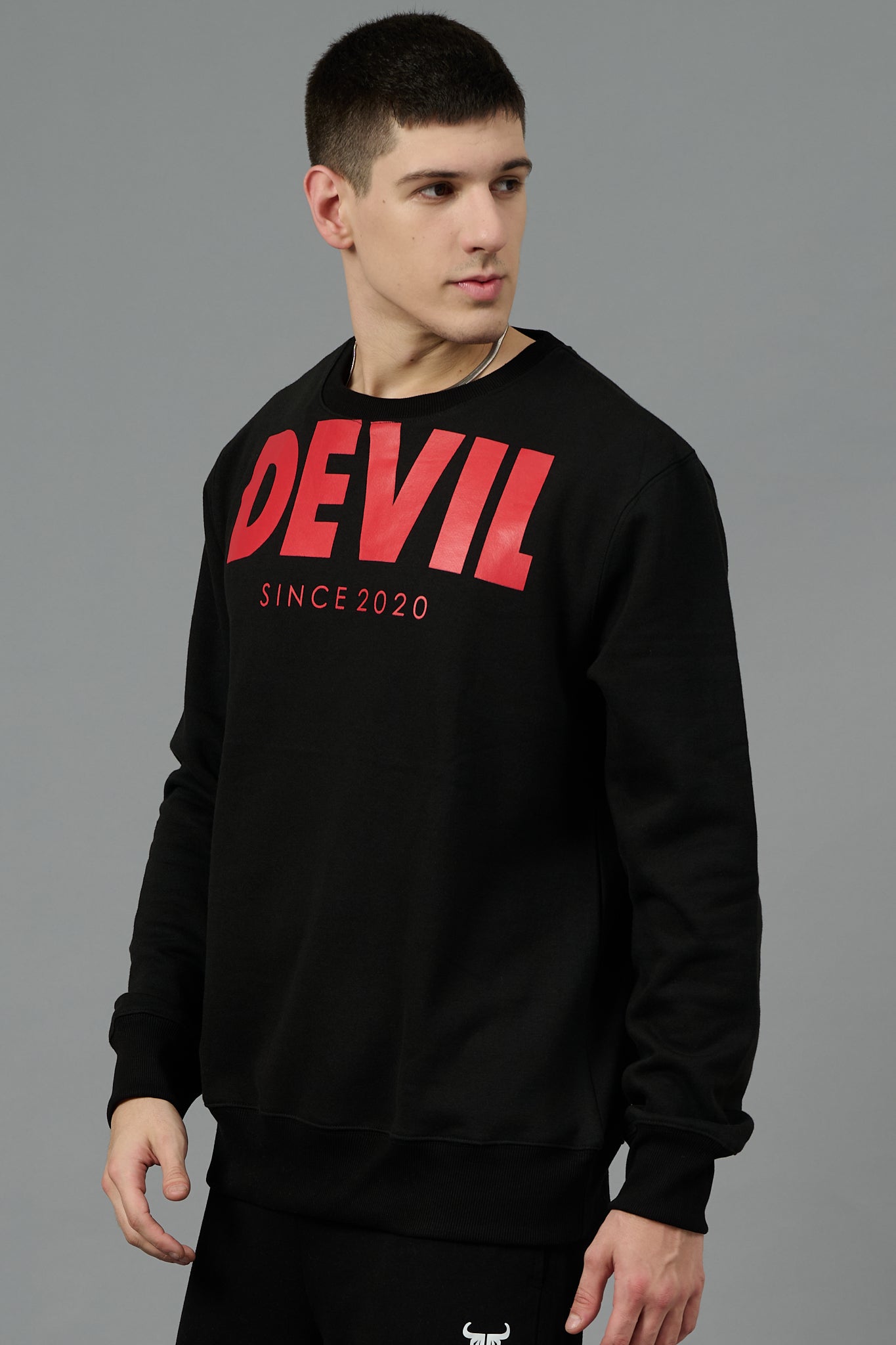 Go Devil Since 2020 (in Red) Printed Black Sweatshirt for Men