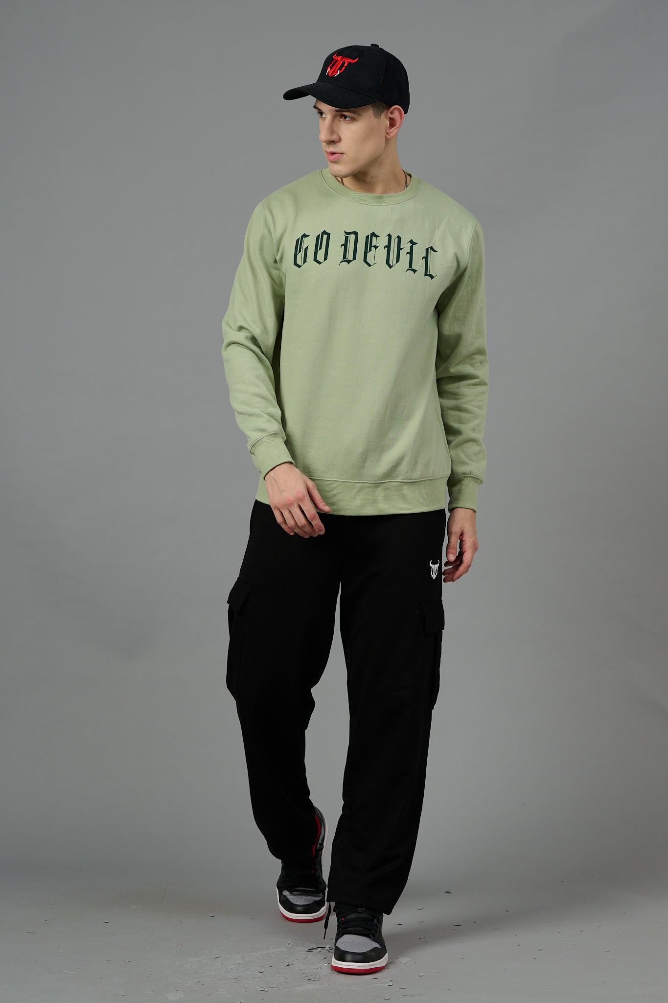 Go Devil Back Dice Printed Green  Sweatshirt for Men