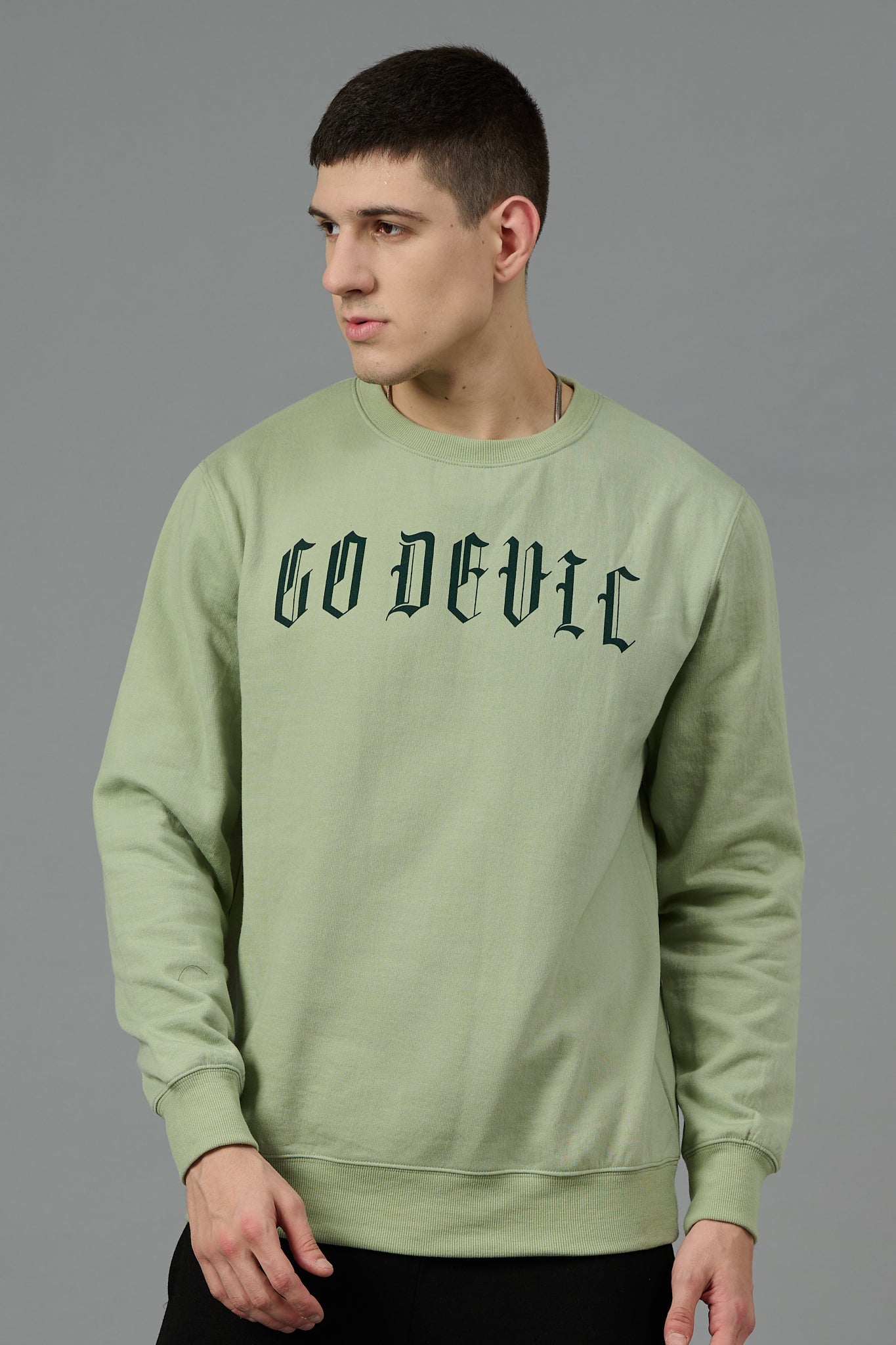 Go Devil Back Dice Printed Green  Sweatshirt for Men