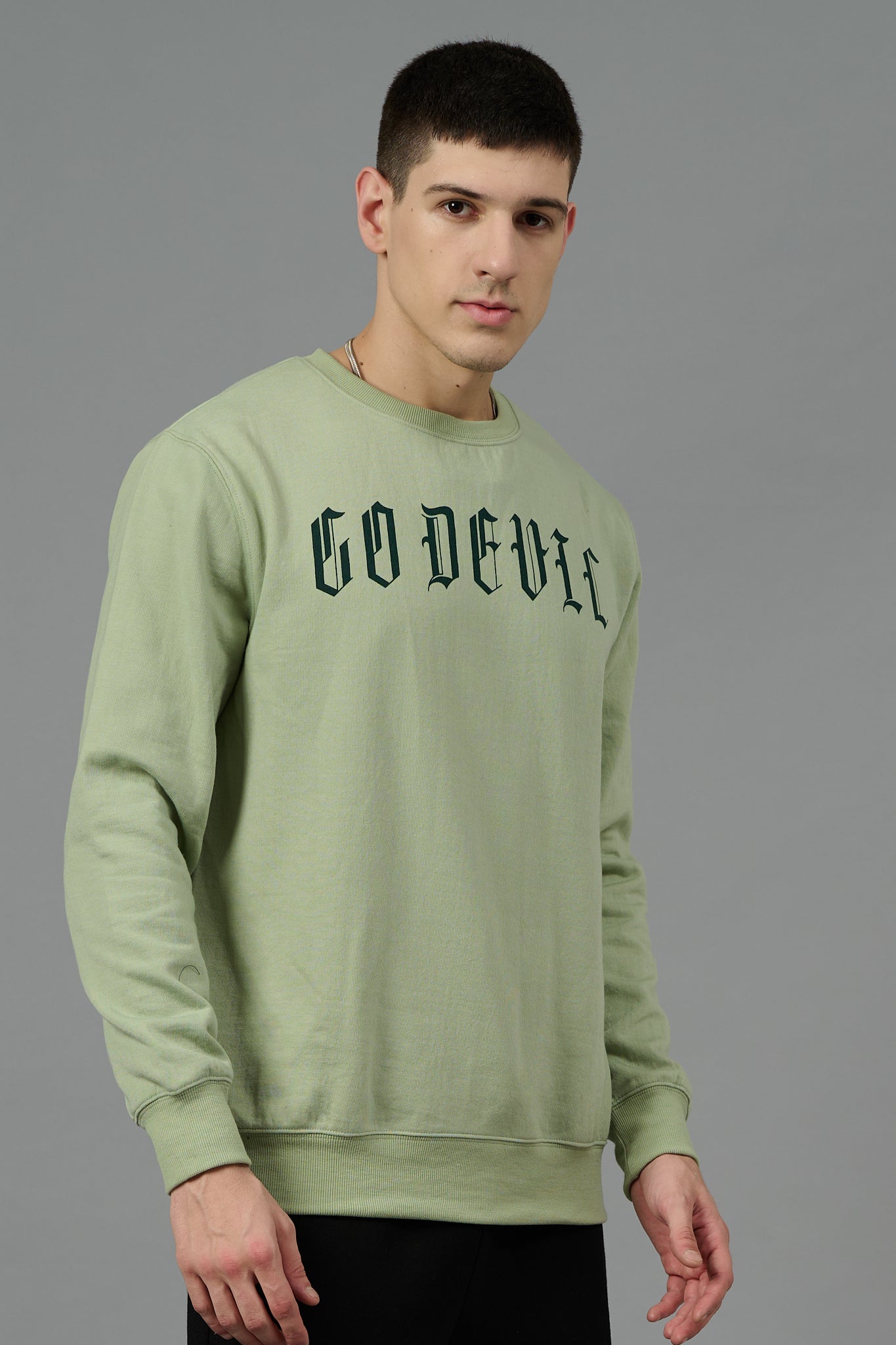 Go Devil Back Dice Printed Green  Sweatshirt for Men