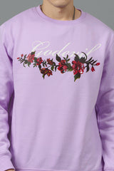 Go Devil with Flower Printed Purple Sweatshirt for Men