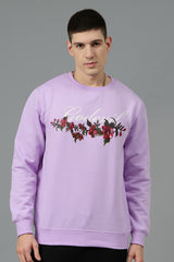 Go Devil with Flower Printed Purple Sweatshirt for Men