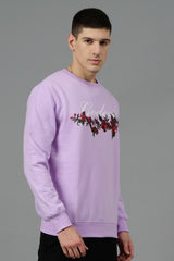 Go Devil with Flower Printed Purple Sweatshirt for Men