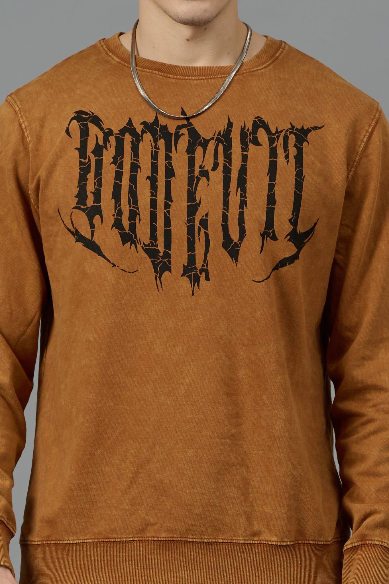 Go Devil Acid Wash Brown Sweatshirt for Men