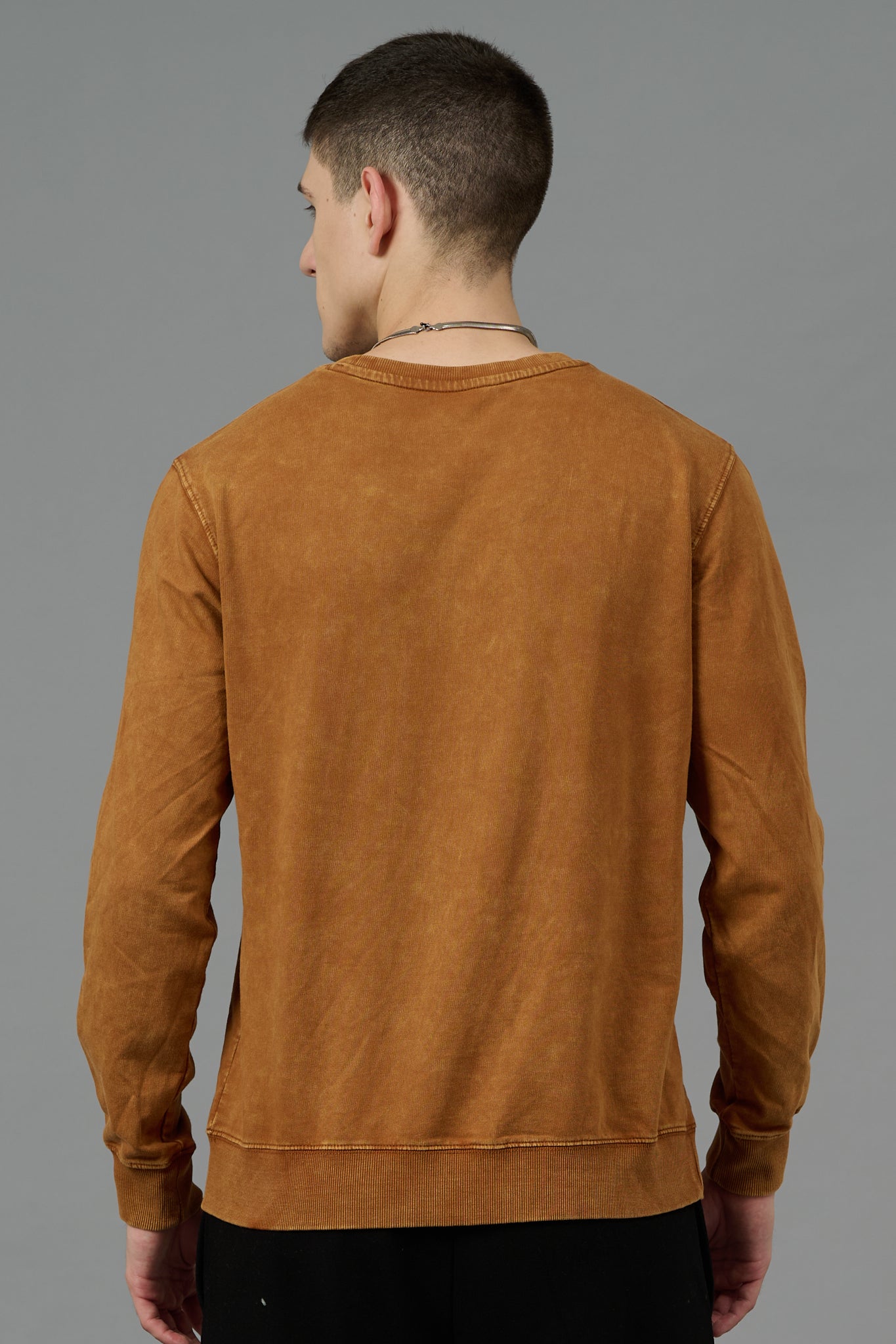 Go Devil Acid Wash Brown Sweatshirt for Men