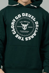 Go Devil Logo Printed Dark Green Hoodie for Men