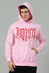 Designer Go Devil Printed Pink Hoodie for Men