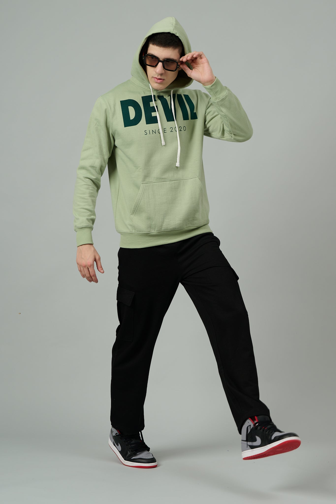 Go Devil Since 2020 Printed Green Hoodie for Men