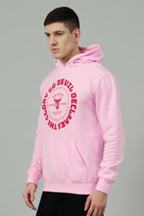 Go Devil Logo Printed Pink Hoodie for Men