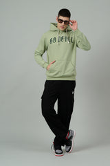 Go Devil Back Dice Printed Green  Hoodie for Men