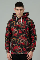 Rose with Snake Printed Hoodie for Men