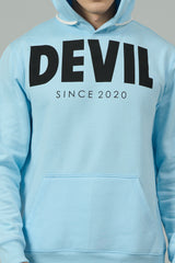 Go Devil Since 2020 Printed Sky Blue Hoodie for Men