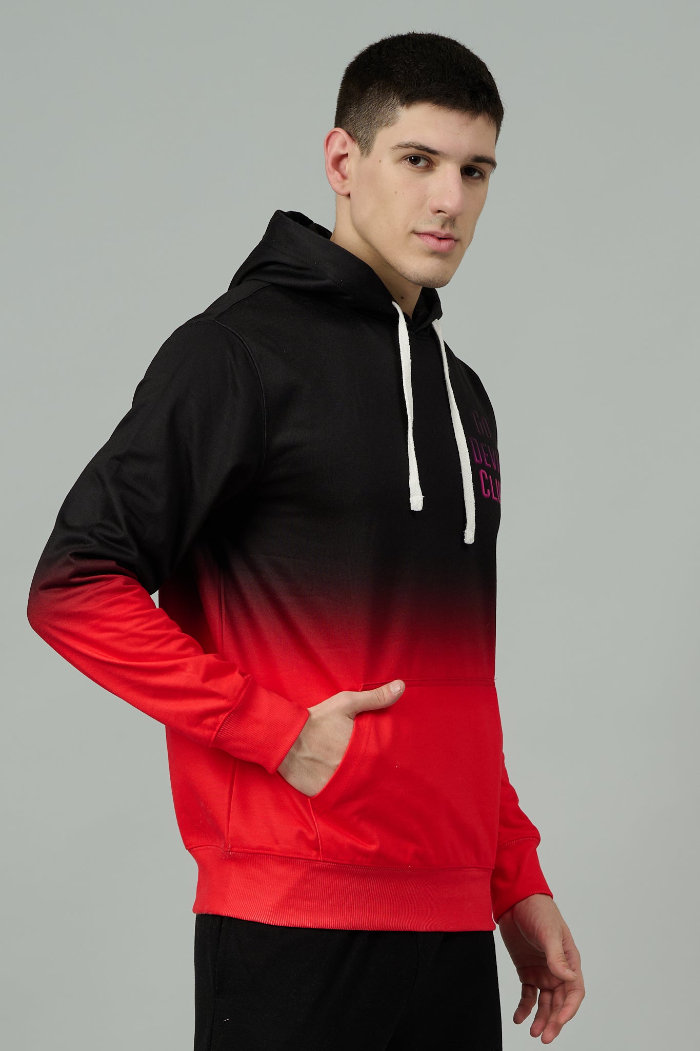 Go Devil Club Printed Black & Red Hoodie for Men