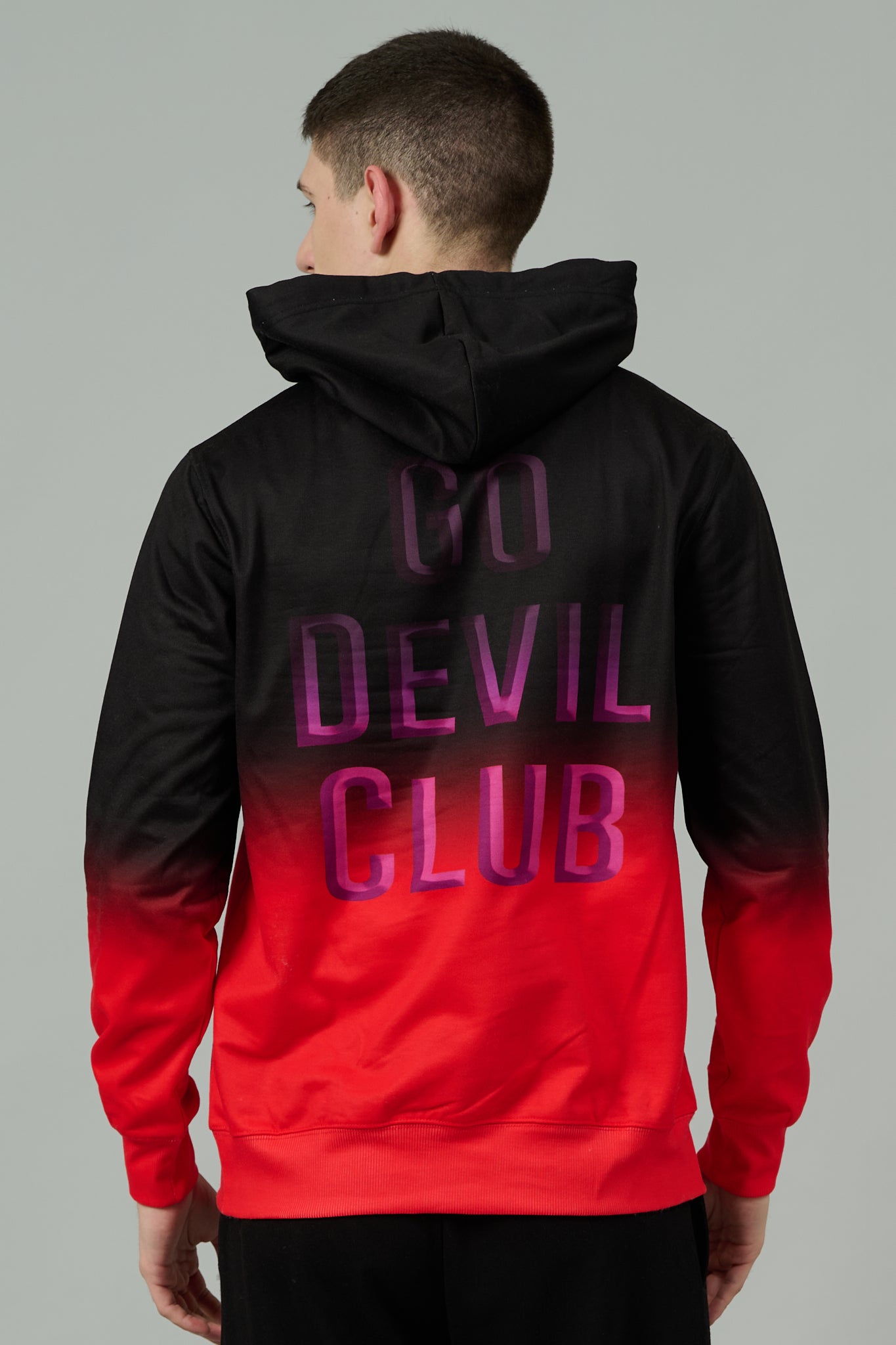 Go Devil Club Printed Black & Red Hoodie for Men