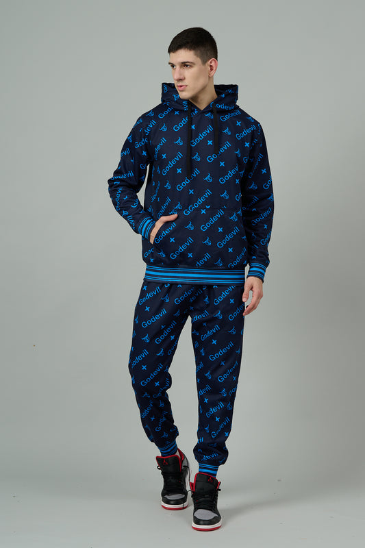 Go Devil All Over Print Printed  Blue Cord Set for Men
