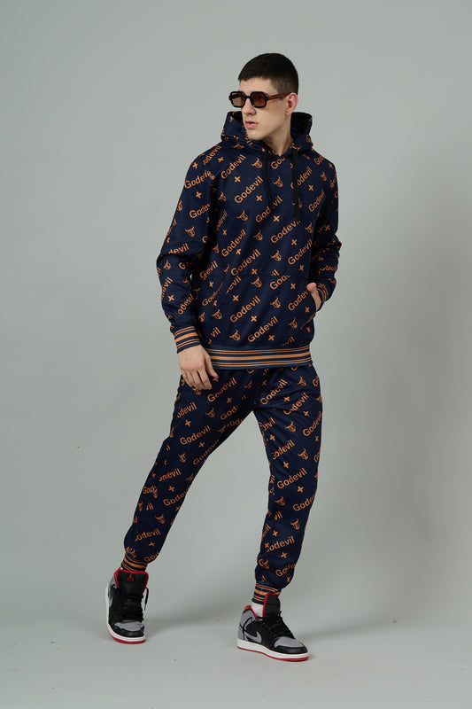 Go Devil All Over Print   Orange Dark Blue Cord Set for Men