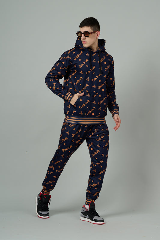 Go Devil All Over Print   Orange Dark Blue Cord Set for Men