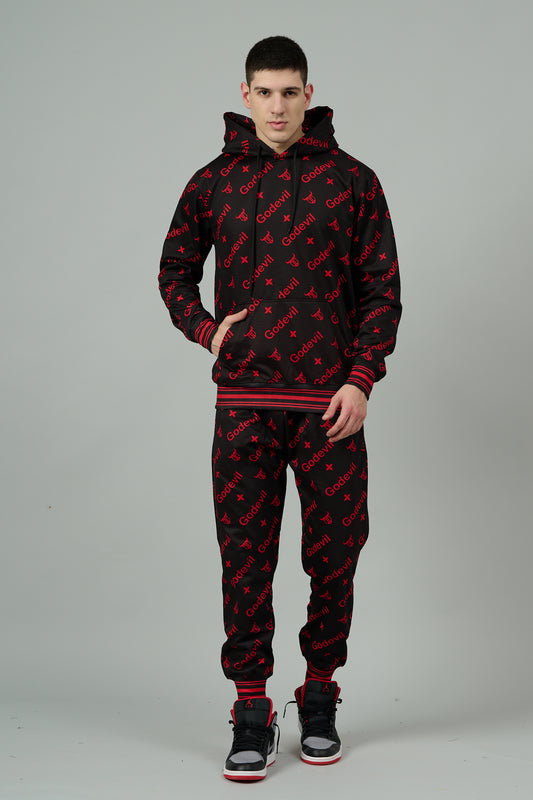 Go Devil All Over Print Red  Black Cord Set for Men