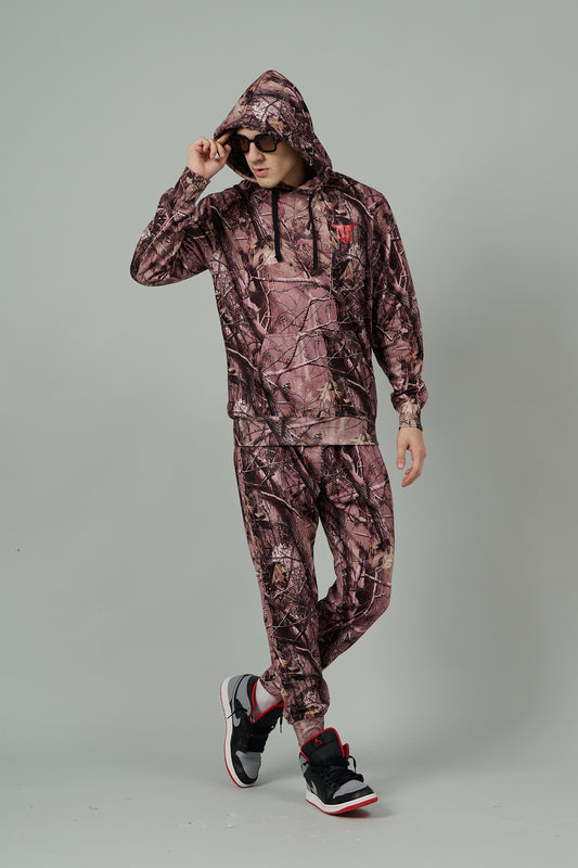 Camo Jungle Allover Print  Brown Cord Set for Men