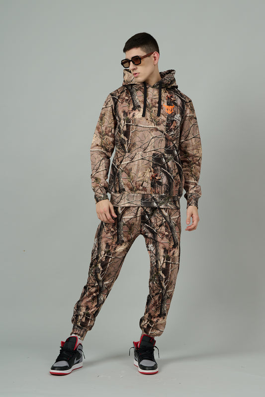Camo Jungle Allover Print  Brown Cord Set for Men