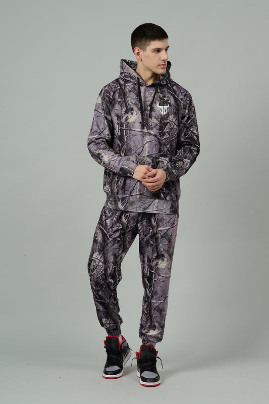 Camo Jungle Allover Print Grey Cord Set for Men
