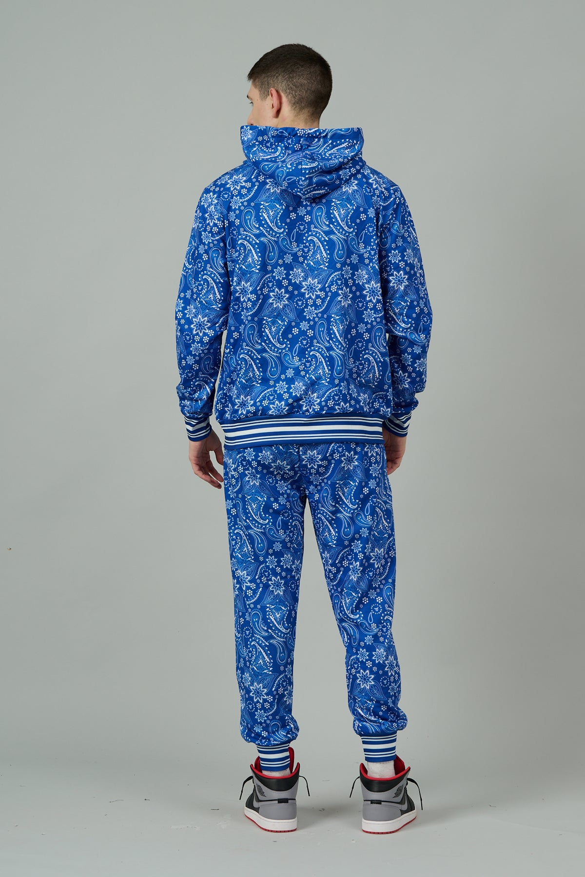 Paisley Design Printed Blue Hoodie for Men