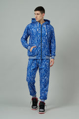 Paisley Design Printed Blue Hoodie for Men