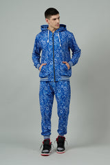 Paisley Design Printed Blue Hoodie for Men