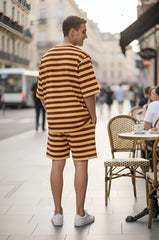 Go Devil Men’s Mustard & Maroon Striped Co-Ord Set