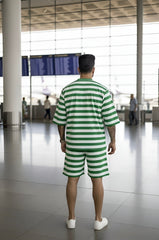 Go Devil Men's Green & White Striped Co-Ord Set