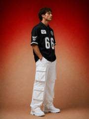 Go devil Black "66 Go Devil Dept." Varsity Baseball Jersey – Graphic Print Zip-Up Shirt For Men