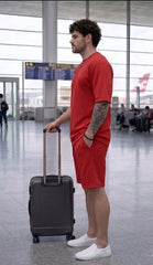 Go Devil Red Textured T-Shirt With Short Co-Ord Set For Men