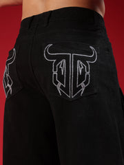 Go Devil Mens Multi Pocket Black Stylish Cargo Denim Jeans