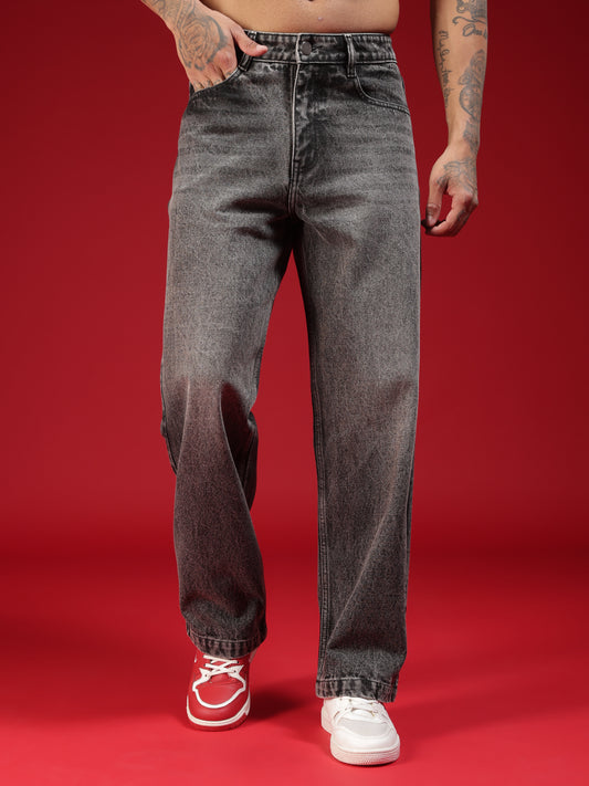 Go Devil Mens Baggy Fit Premium Washed Black Jeans
