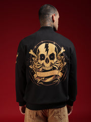 Go Devil Black Printed Bomber Jacket For Mens