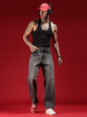 Go Devil Mens Baggy Fit Premium Washed Black Jeans