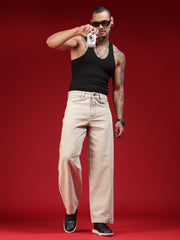 Go Devil Mens Baggy Fit Light Beige Jeans