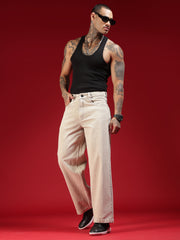 Go Devil Mens Baggy Fit Light Beige Jeans